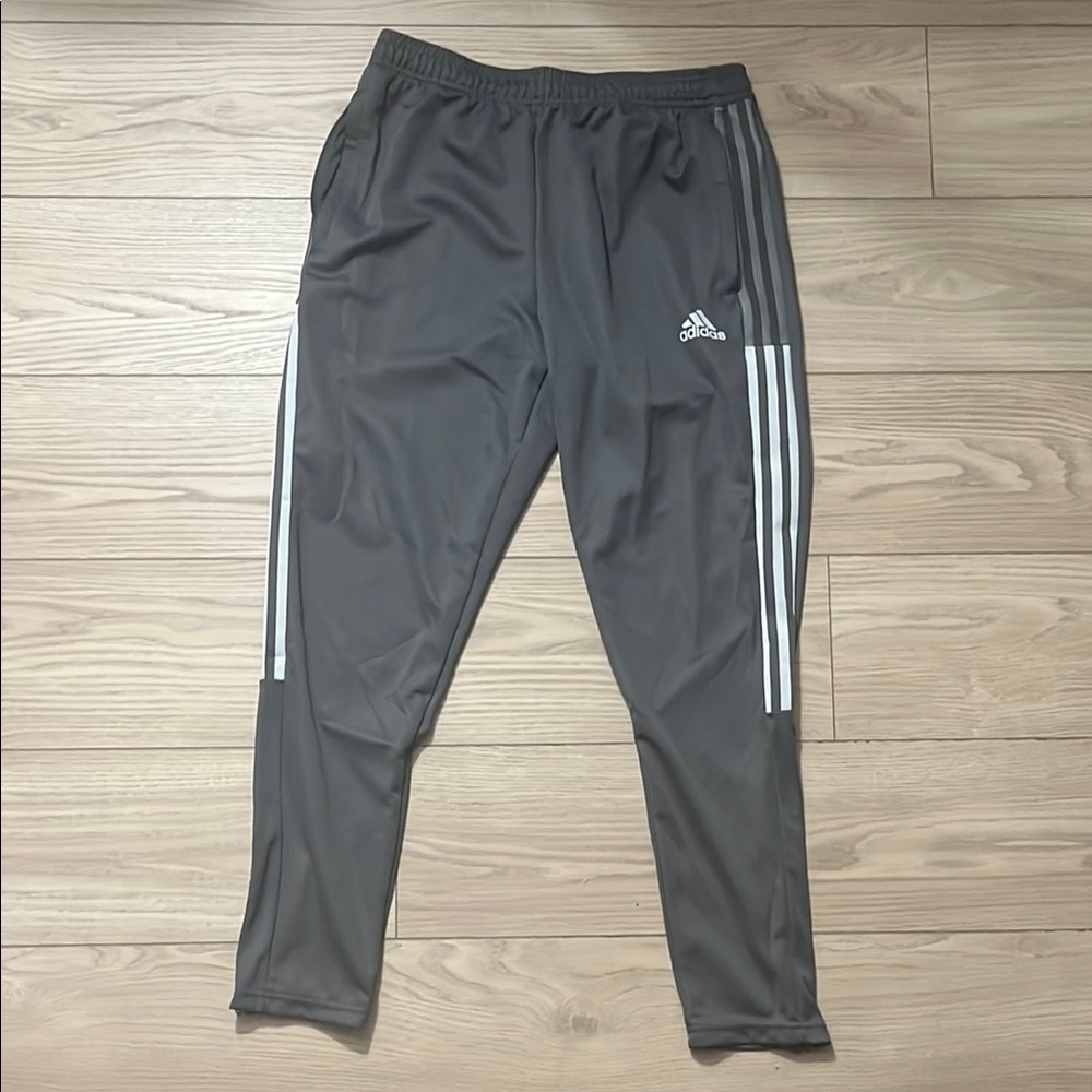 Adidas Charcoal Joggers with White Accents